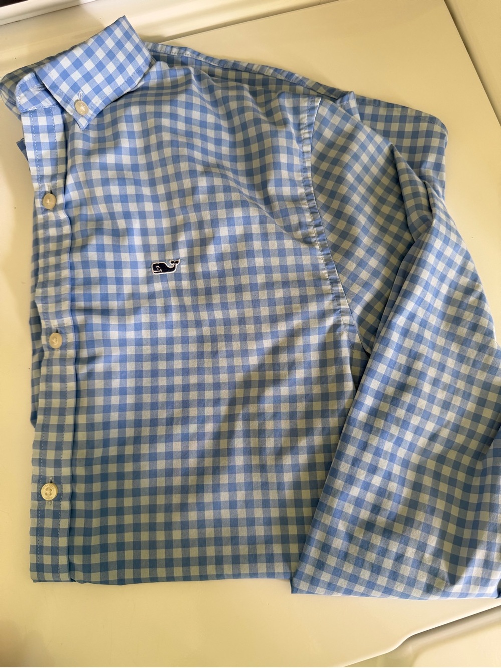 Vineyard Vines Light Blue & White Gingham Button-Down Shirt